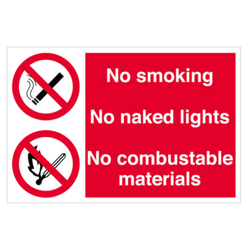 No Smoking, No Naked Lights, No Combustable Materials Sign (10067V)